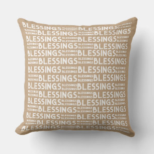 Segen typografischer Geschenke in Weiß und Beige Kissen