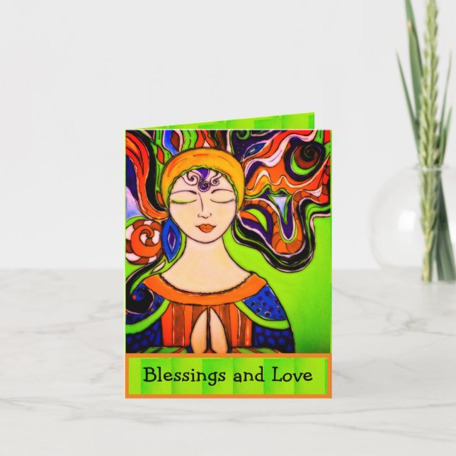 Segen und Liebe Frieden Namaste' Dankeskarte (Vorderseite)
