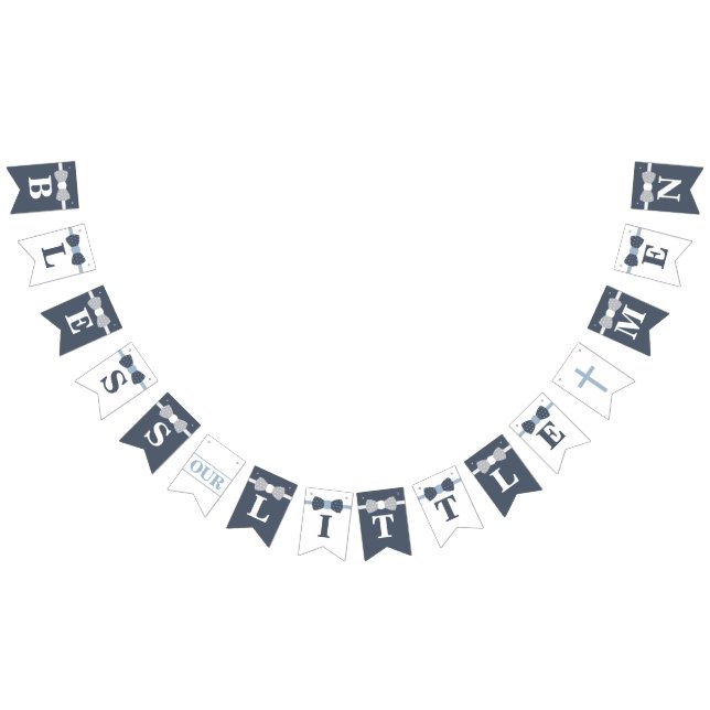 Segen unsere kleinen Männer Banner, Marine, Grau Wimpelkette (Alle)