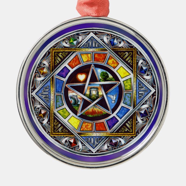 Segen von Elementen Premium Runde Ornament Aus Metall (Vorne)