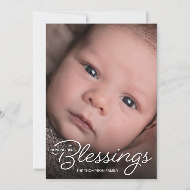 Segen Weihnachts Baby Foto Geburtsankündigung Ankündigung (Vorderseite)