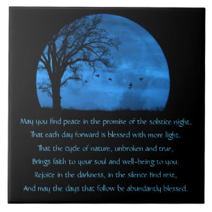 Segen zur Wintersonnenwende mit Mond und Eiche Fliese