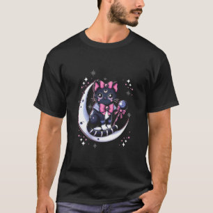 Segler Mieze Katze sitzt auf dem Mond Space Gothic T-Shirt