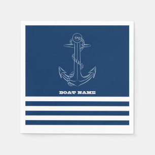 Segler Schiffsanker Marineblaue Streifen Serviette