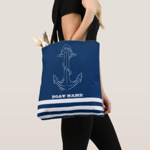 Segler Schiffsanker Navy Blau Gestreift   Tasche