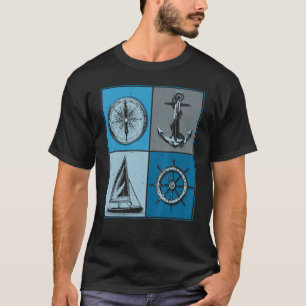 Segler Segelbootanker Kompass Ruder T-Shirt