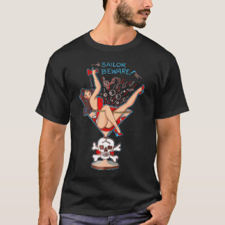 Segler Vorsicht Button Up Girl in Martini Glass Ta T-Shirt