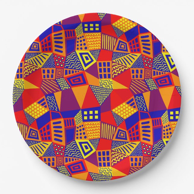 Segmentierte Abstrakt 070717 - Farben 01 Pappteller (Vorderseite)