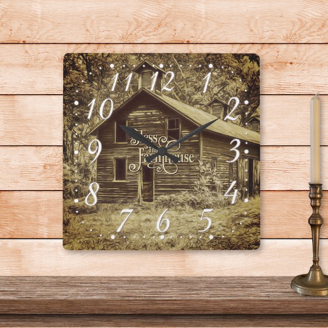 segne dieses Bauernhaus Vintag Quadratische Wanduhr (Von Creator hochgeladen)