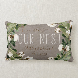 Segne unser Nest Name Kranz Foto Hochzeit Keepake Lendenkissen