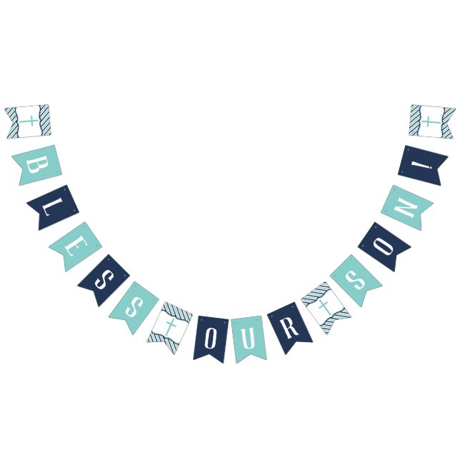 Segne unser Sohn Banner, Marine, Aqua Wimpelkette (Alle)