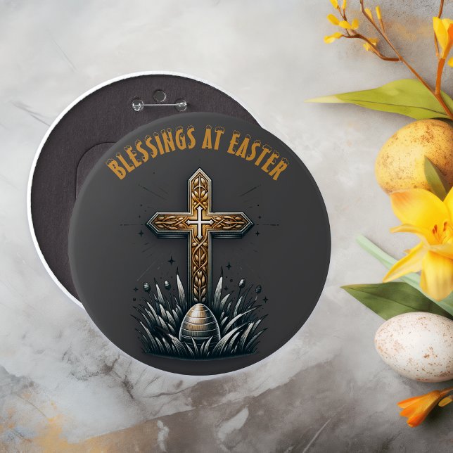 Segnungen am Christlichen Kreuz Ostern | Button (Von Creator hochgeladen)