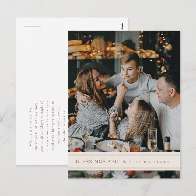 Segnungen über Grosgrain Weihnachten Postkarte (Vorne/Hinten)