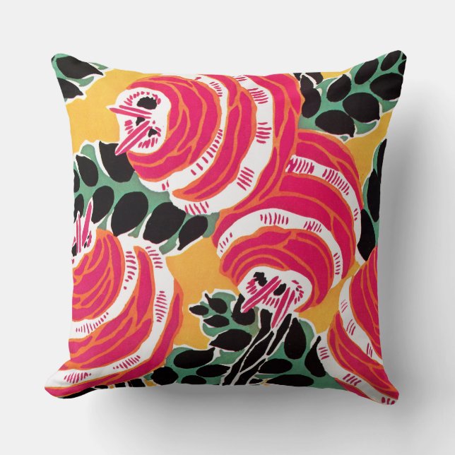 Séguy Art Deco Rosa und Weiße Blume Kissen (Vorderseite)