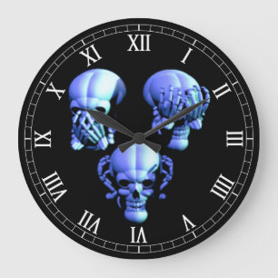 Sehen, hören, sprechen kein böse Schädel römische  Große Wanduhr