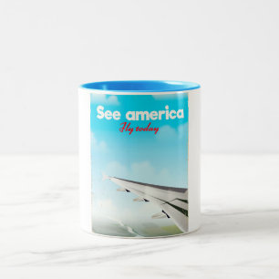 Sehen Sie Amerika "fliegen Sie heute" Vintage-Urla Zweifarbige Tasse