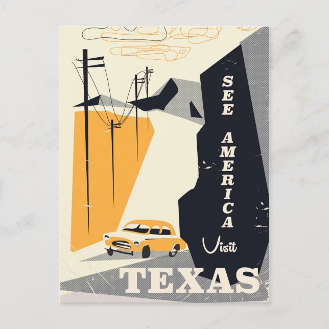 Sehen Sie Amerika - Texas-Vintage-Reiseplakat der  Postkarte (Vorderseite)
