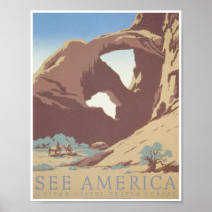 Sehen Sie Amerika: Vereinigte Staaten reisen Büro Poster