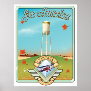 Sehen Sie Amerika Vintage 50er Jahre Flugposter Poster