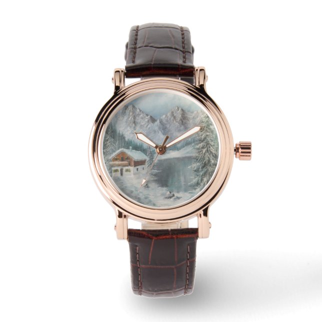 Sehen Sie Ann Hayes Painting Bavarian Snow Dream Armbanduhr (Vorderseite)