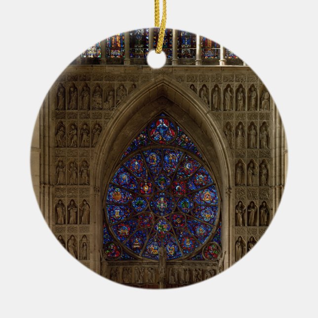 Sehen Sie das Schauen West vom Nave, Rosenfenster Keramikornament (Vorne)