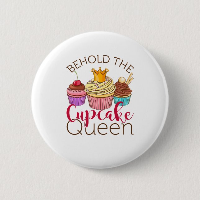 Sehen Sie den Cupcake Queen Cupcakes Lover Baker Button (Vorderseite)