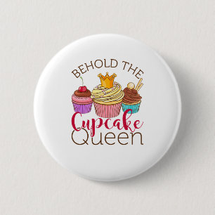 Sehen Sie den Cupcake Queen Cupcakes Lover Baker Button
