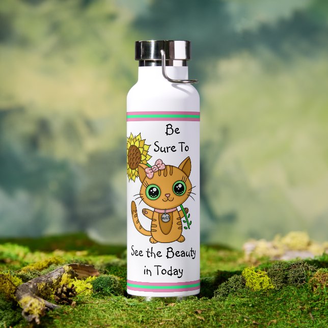 Sehen Sie die Schönheit | Orangenkatze und Sonnenb Trinkflasche (Außenbereich)