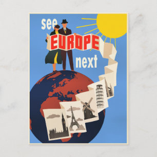 Sehen Sie Europa Nächste Reiseplakat, Postkarte