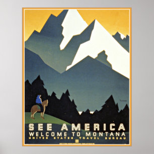 Sehen Sie Gebirgsreise WPA Amerikas Montana Poster