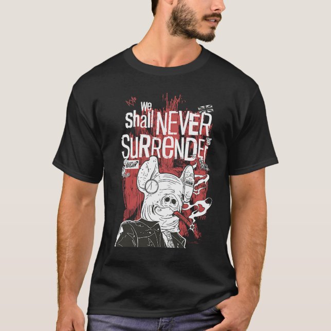 Sehen Sie Hunde Legion Pig Maske, wir werden nie s T-Shirt (Vorderseite)