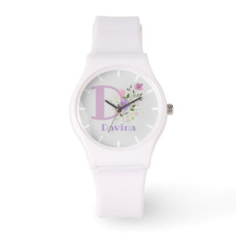 Sehen Sie in einem Blumendesign mit Name & Initial Armbanduhr