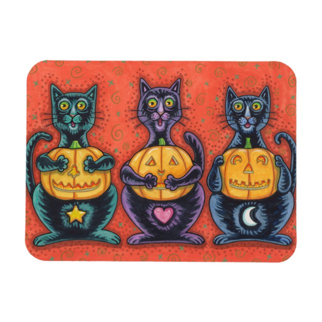 SEHEN SIE KEINE SCHWARZEN KATZEN HALLOWEEN MAGNET- MAGNET (Horizontal)