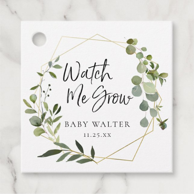 Sehen Sie mir wachsen zu | Eucalyptus Baby Shooter Geschenkanhänger (Vorderseite)