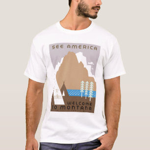 Sehen Sie Montana u. Amerika WPA 1938 T-Shirt
