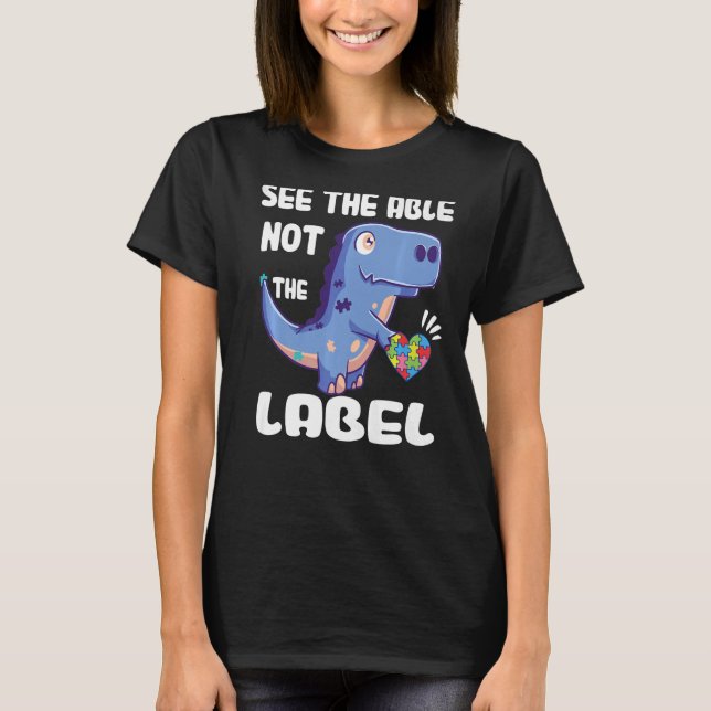 Sehen Sie, nicht die Marke Dinosaurier Autismus Aw T-Shirt (Vorderseite)
