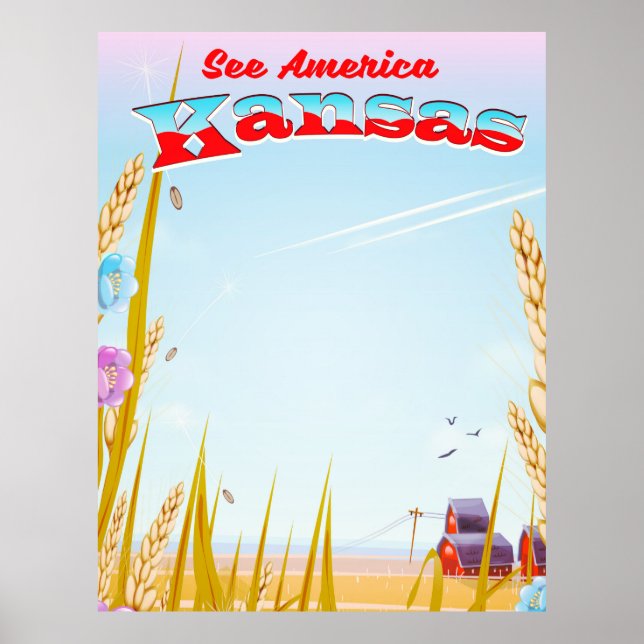 Sehen Sie sich Amerika an! - Kansas Poster (Vorne)
