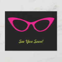Sehen Sie sich bald Pink Cat's Augenbrille Postkar
