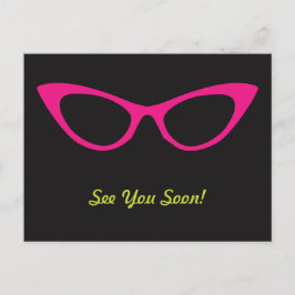 Sehen Sie sich bald Pink Cat's Augenbrille Postkar Postkarte