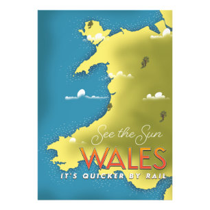 Sehen Sie sich das Reiseplakat Sun Wales an. Fotodruck