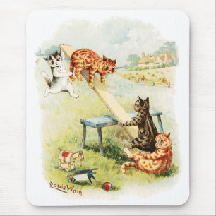 Sehen Sie sich die gesäten Katzen Louis Wain an Mousepad