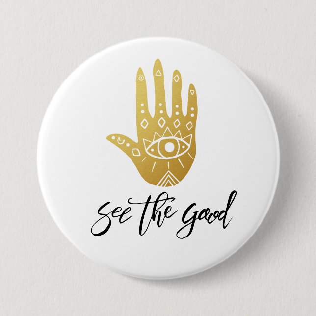Sehen Sie sich die gute Hamsa an Button (Vorderseite)