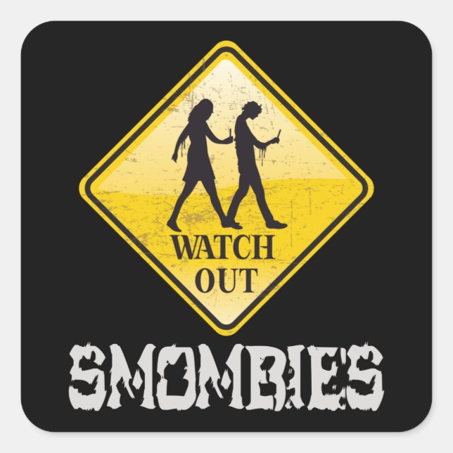 Sehen Sie sich die Smombies an Quadratischer Aufkleber (Vorderseite)
