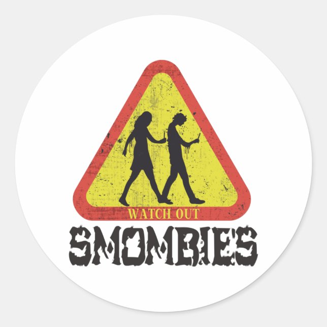 Sehen Sie sich die Smombies an Runder Aufkleber (Vorderseite)