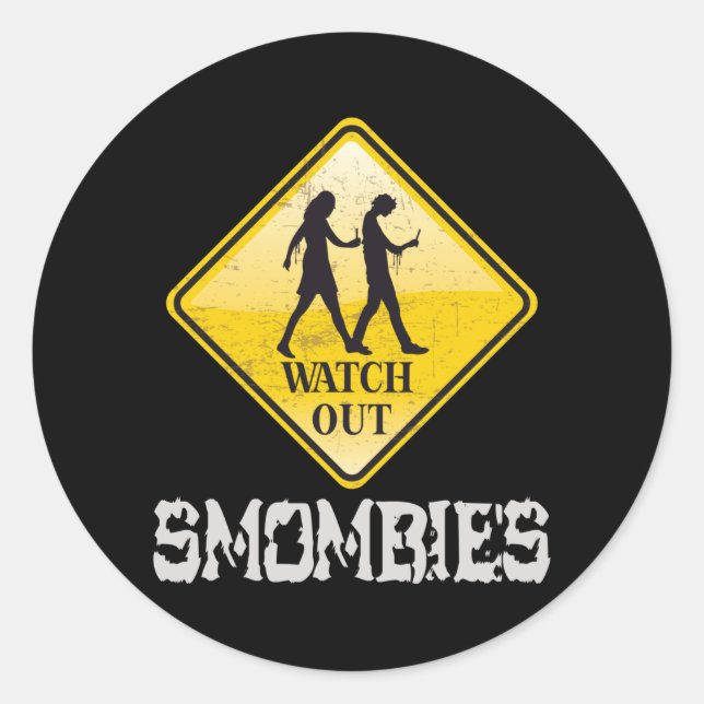 Sehen Sie sich die Smombies an Runder Aufkleber (Vorderseite)