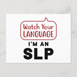 Sehen Sie sich Ihre Sprache an, ich bin eine SLP Postkarte