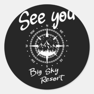 Sehen Sie sich im Big Sky Resort Skifahren Usa Url Runder Aufkleber