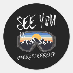 Sehen Sie sich in Oberösterreich Ferien Ski Goggle Runder Aufkleber