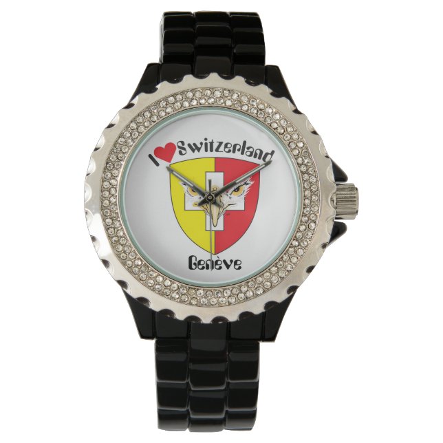 Sehen Sie sich Schweizer Design Genève Schweiz an Armbanduhr (Vorderseite)