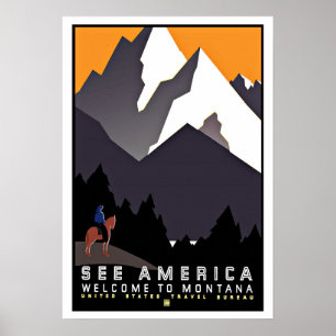 Sehen Sie Vintage Reise Amerikas Montana Poster